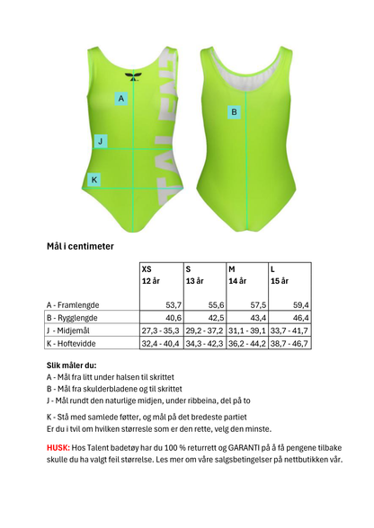 Badedrakt jente: Talent TAMEA (Lime)