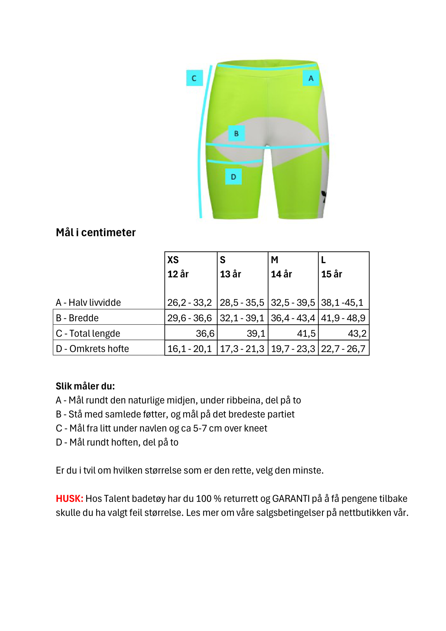 Badebukse gutt: Talent TAME (Lime)